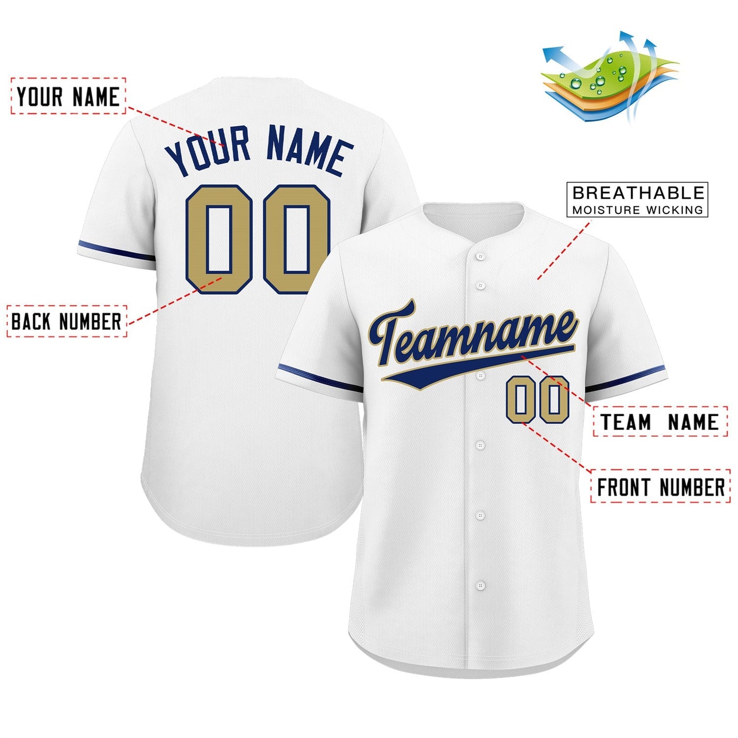 Custom White Royal-Old Gold Classic Style Authentic Baseball Jersey