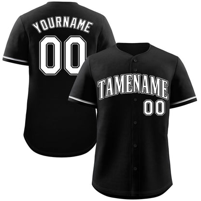 Custom Black White-Gray Classic Style Authentic Baseball Jersey