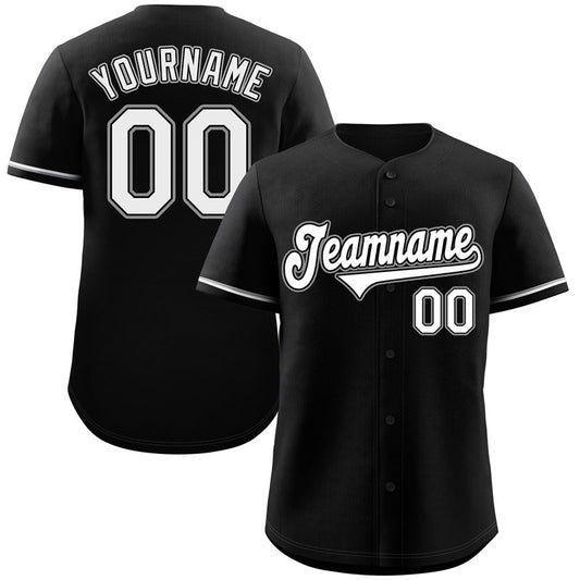 Custom Black White-Gray Classic Style Authentic Baseball Jersey