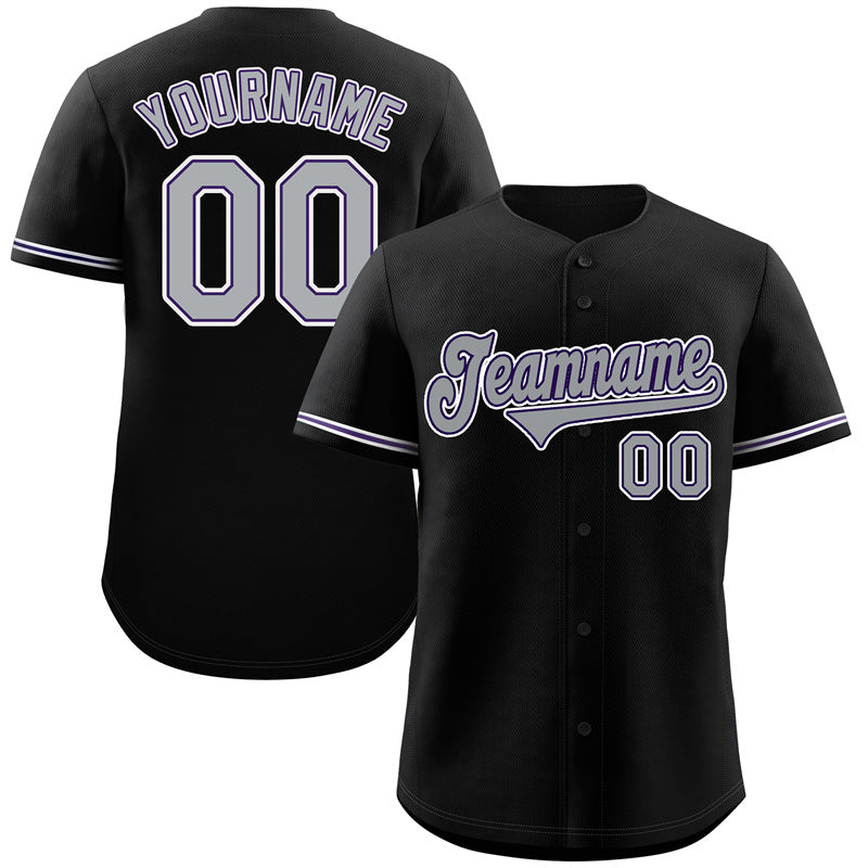 Custom Black Gray-Purple Classic Style Authentic Baseball Jersey