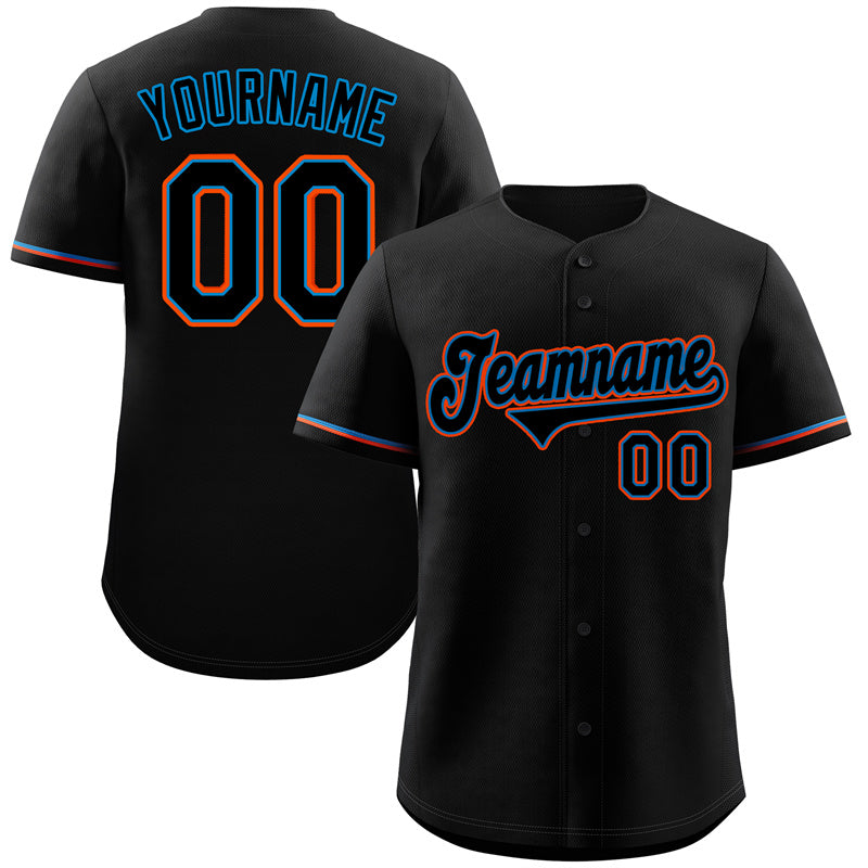 Custom Black Navy-Orange Classic Style Authentic Baseball Jersey