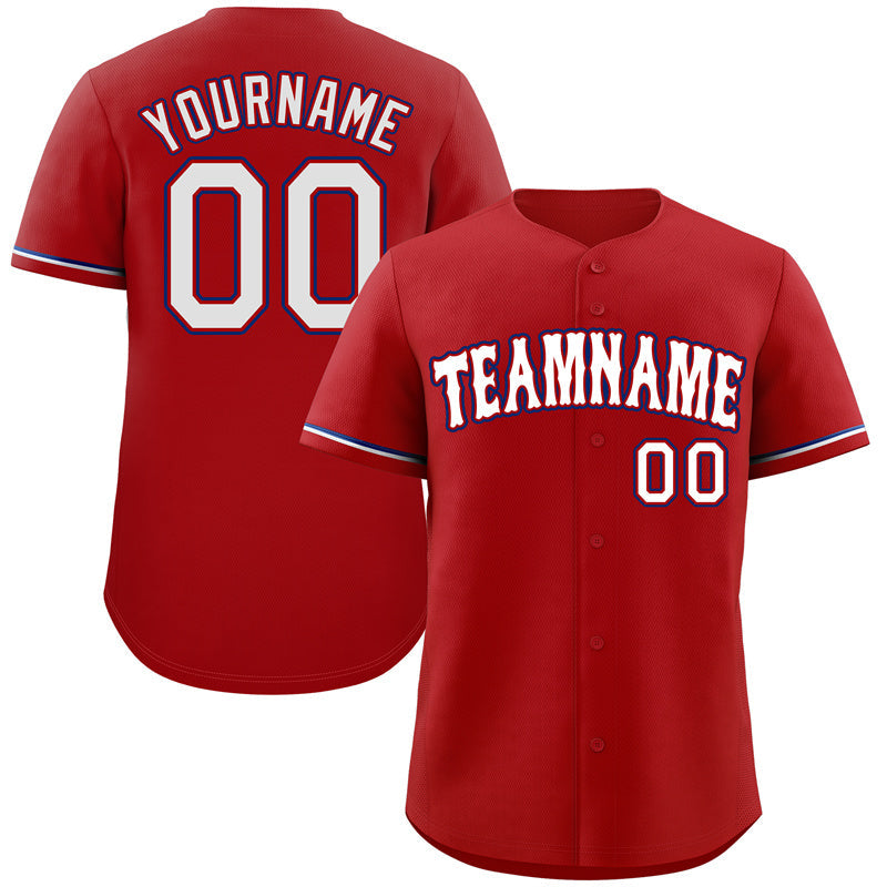 Custom Red White-Royal Classic Style Authentic Baseball Jersey