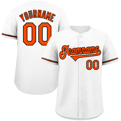 Custom White Orange-Black Classic Style Authentic Baseball Jersey