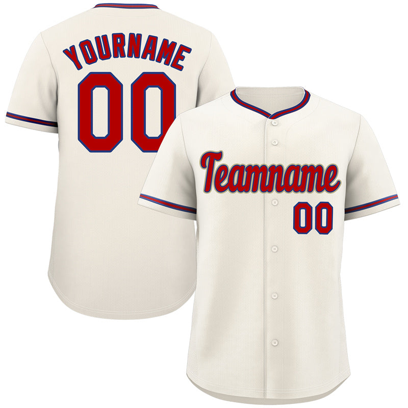 Custom Cream Red-Royal Classic Style Authentic Baseball Jersey