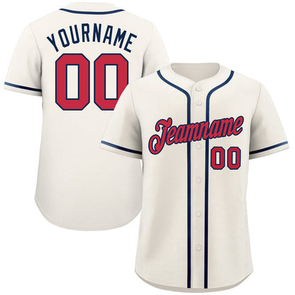 Custom Cream Red-Navy Classic Style Authentic Baseball Jersey