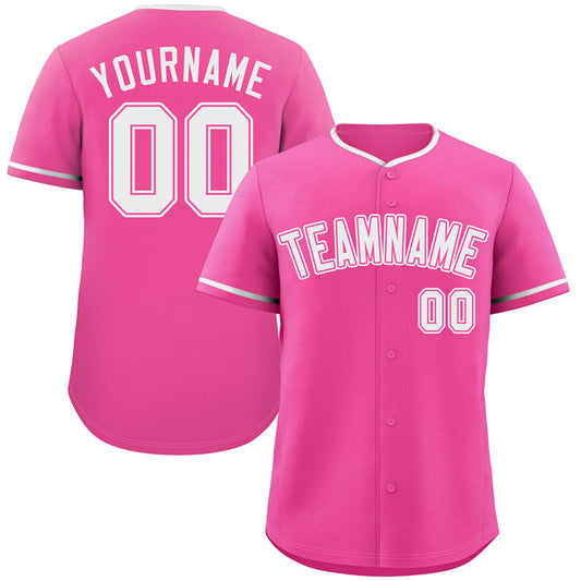 Custom Pink White-Pink Classic Style Authentic Baseball Jersey