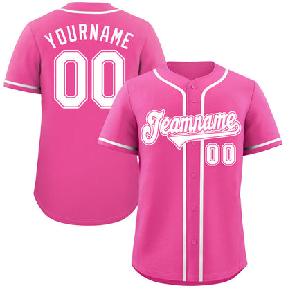 Custom Pink White-Pink Classic Style Authentic Baseball Jersey