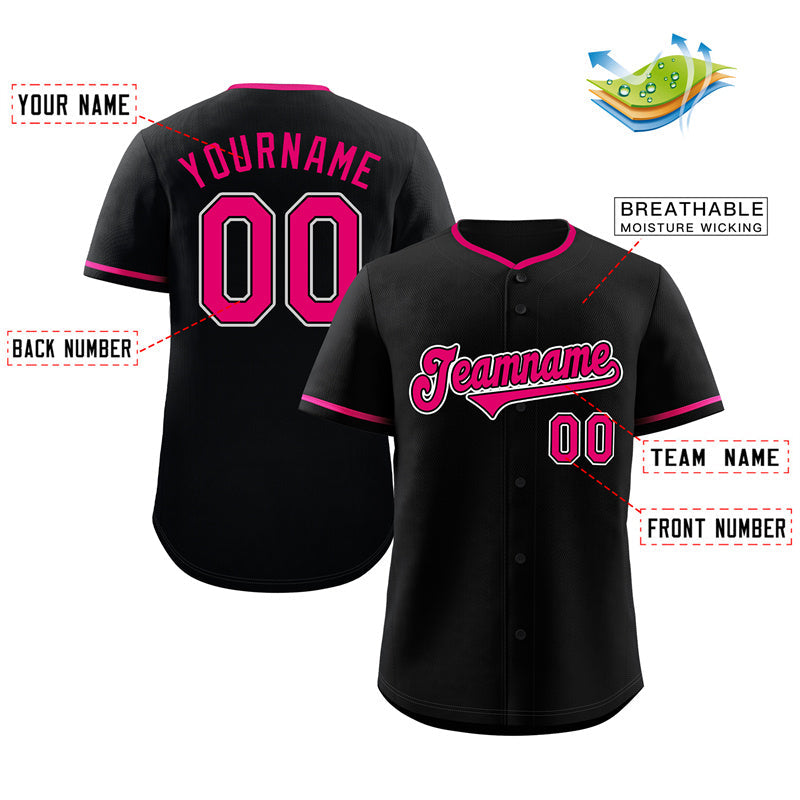 Custom Black Pink-White Classic Style Authentic Baseball Jersey