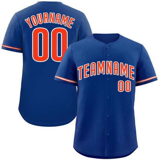 Custom Royal Orange-White Classic Style Authentic Baseball Jersey