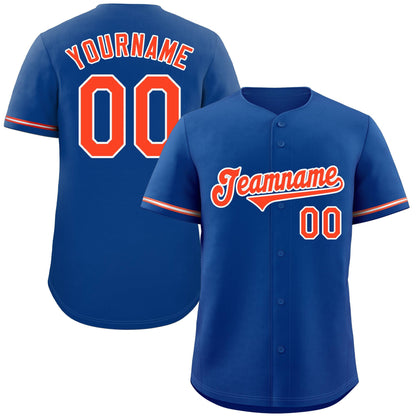 Custom Royal Orange-White Classic Style Authentic Baseball Jersey