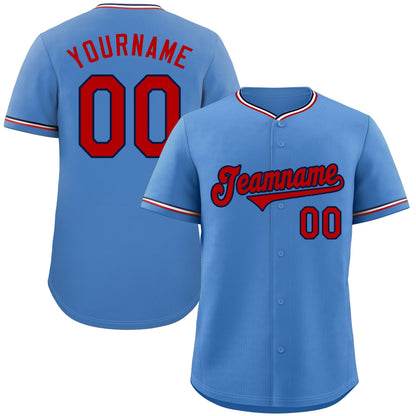 Custom Light Blue Red-Navy Classic Style Authentic Baseball Jersey