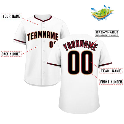 Custom White Crimson-Cream Classic Style Authentic Baseball Jersey