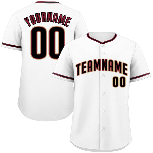 Custom White Crimson-Cream Classic Style Authentic Baseball Jersey