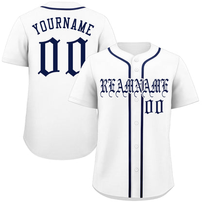 Custom White Navy Classic Style Authentic Baseball Jersey