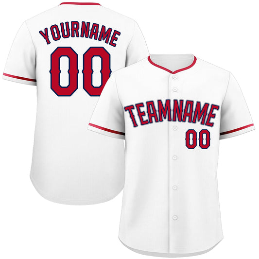 Custom White Red-Gray Classic Style Authentic Baseball Jersey