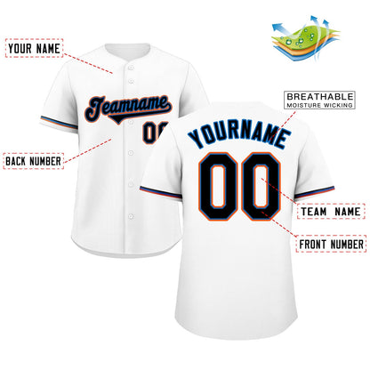 Custom White Powder Blue-Orange Classic Style Authentic Baseball Jersey