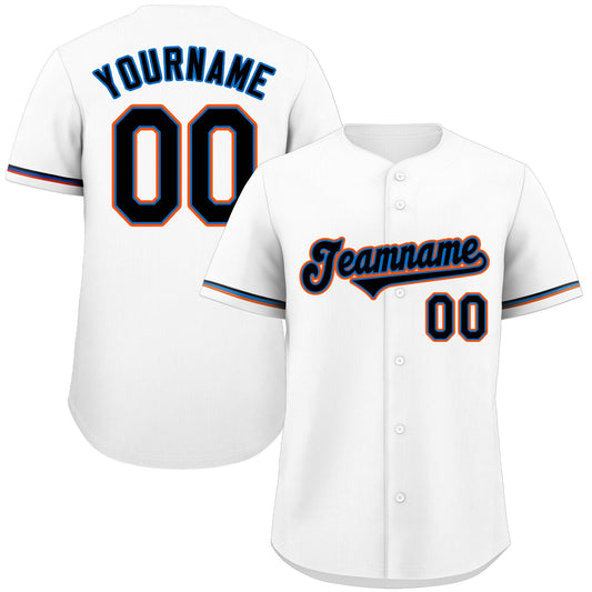 Custom White Powder Blue-Orange Classic Style Authentic Baseball Jersey