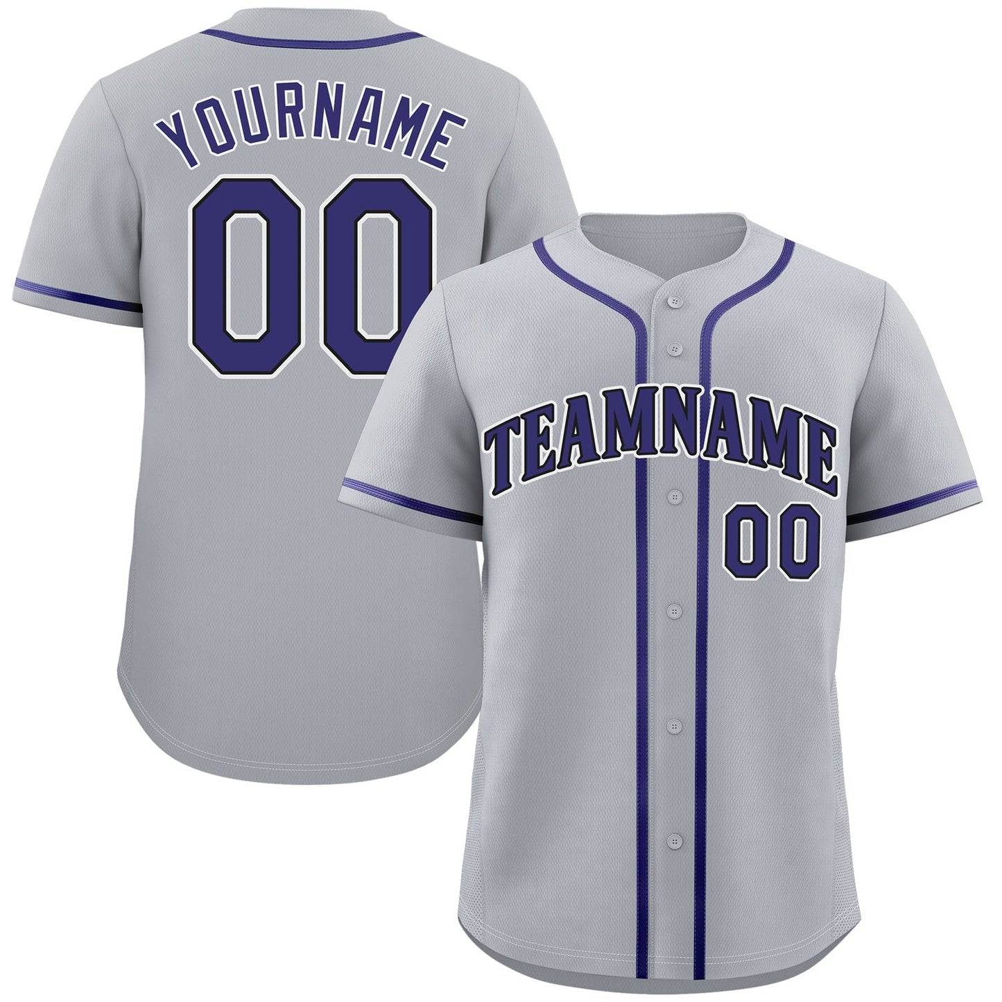 Custom Gray Purple-White Classic Style Authentic Baseball Jersey