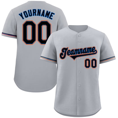 Custom Gray Powder Blue-Orange Classic Style Authentic Baseball Jersey