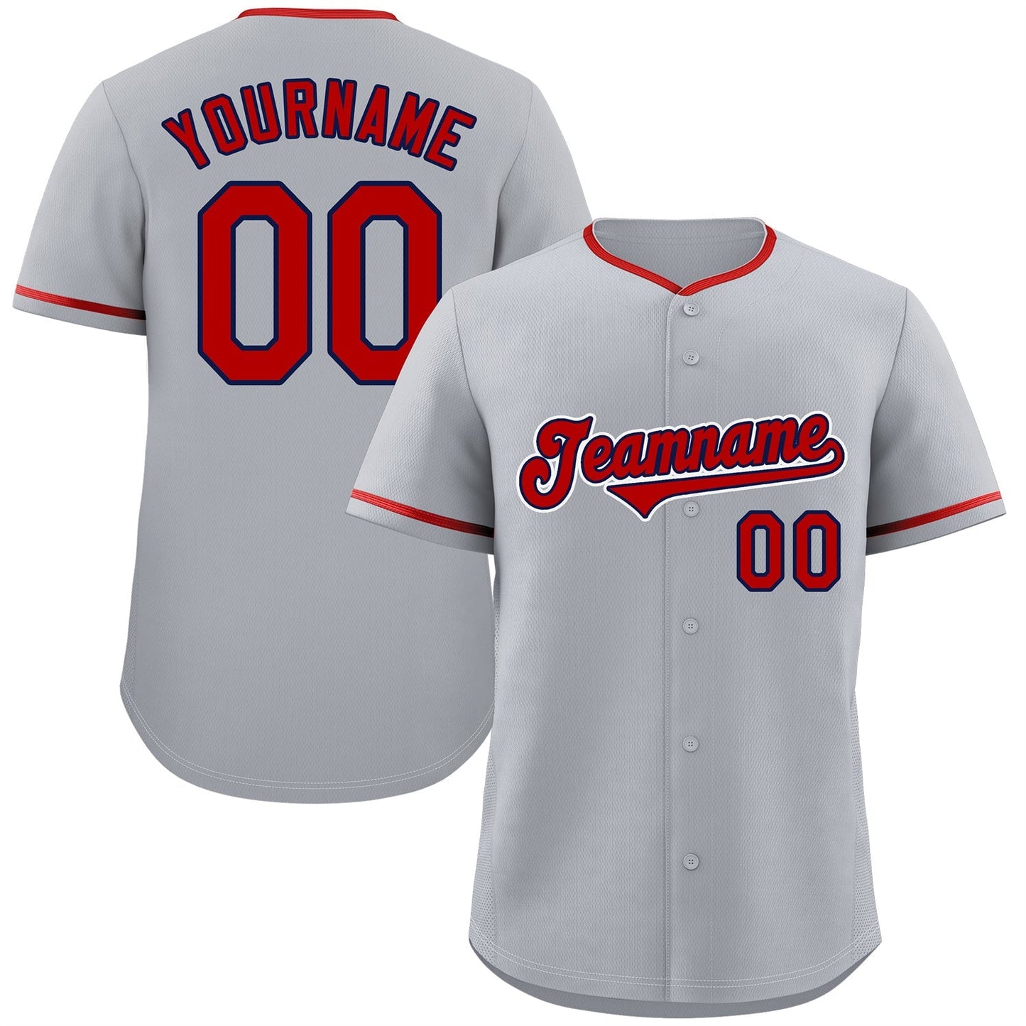 Custom Gray Red-White Classic Style Authentic Baseball Jersey