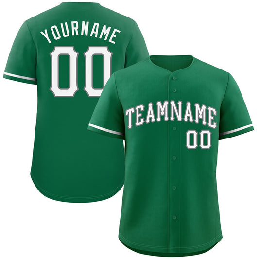 Custom Kelly Green White-Gray Classic Style Authentic Baseball Jersey