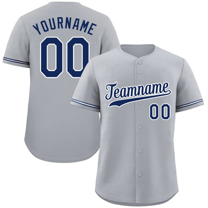 Custom Gray Royal-White Classic Style Authentic Baseball Jersey