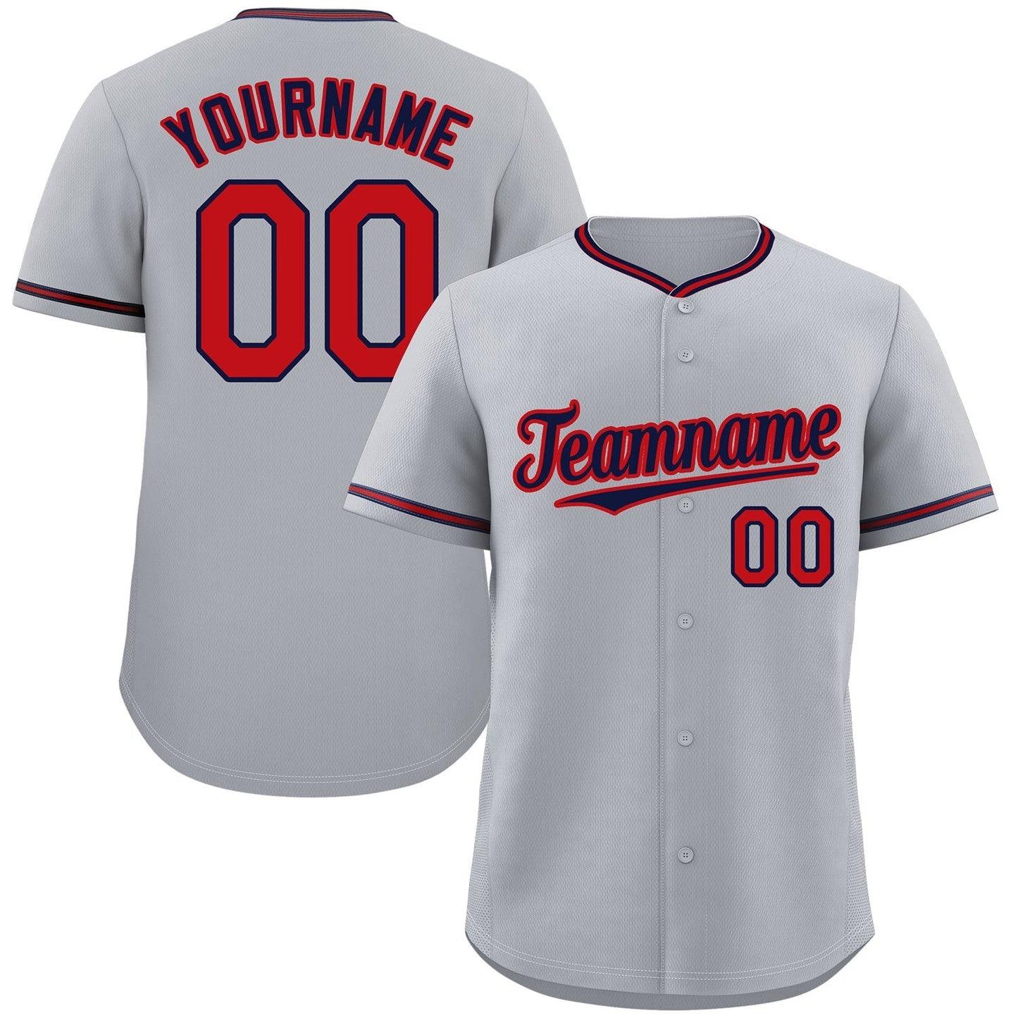 Custom Gray Navy-Red Classic Style Authentic Baseball Jersey