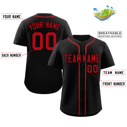 Custom Black Red Classic Style Authentic Baseball Jersey