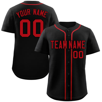 Custom Black Red Classic Style Authentic Baseball Jersey