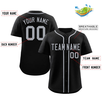 Custom Black Gray Classic Style Authentic Baseball Jersey