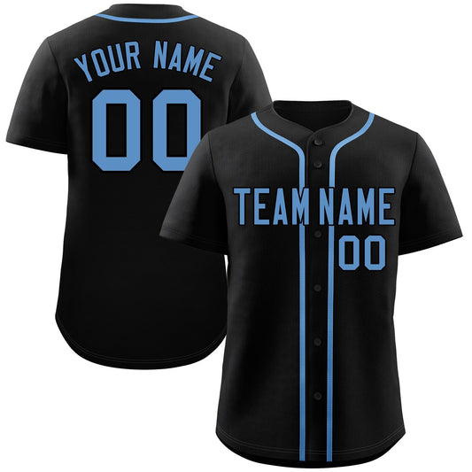 Custom Black Powder Blue Classic Style Authentic Baseball Jersey