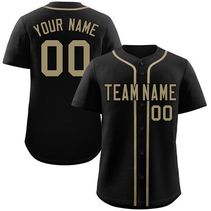 Custom Black Old Gold Classic Style Authentic Baseball Jersey