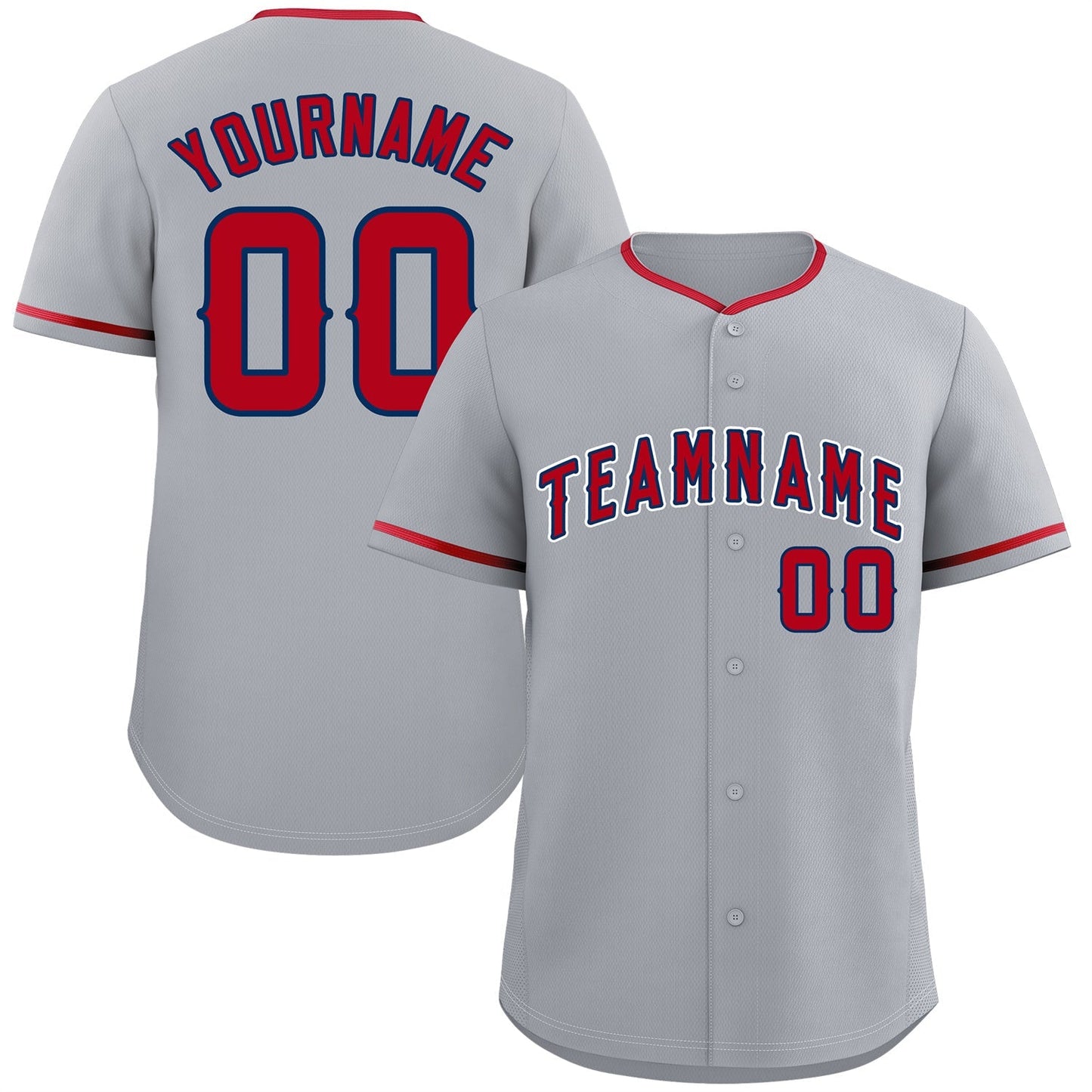 Custom Gray Red-White Bull Classic Style Authentic Baseball Jersey