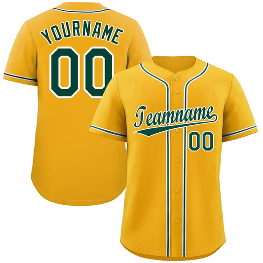 Custom Yellow Green-White Classic Style Authentic Baseball Jersey