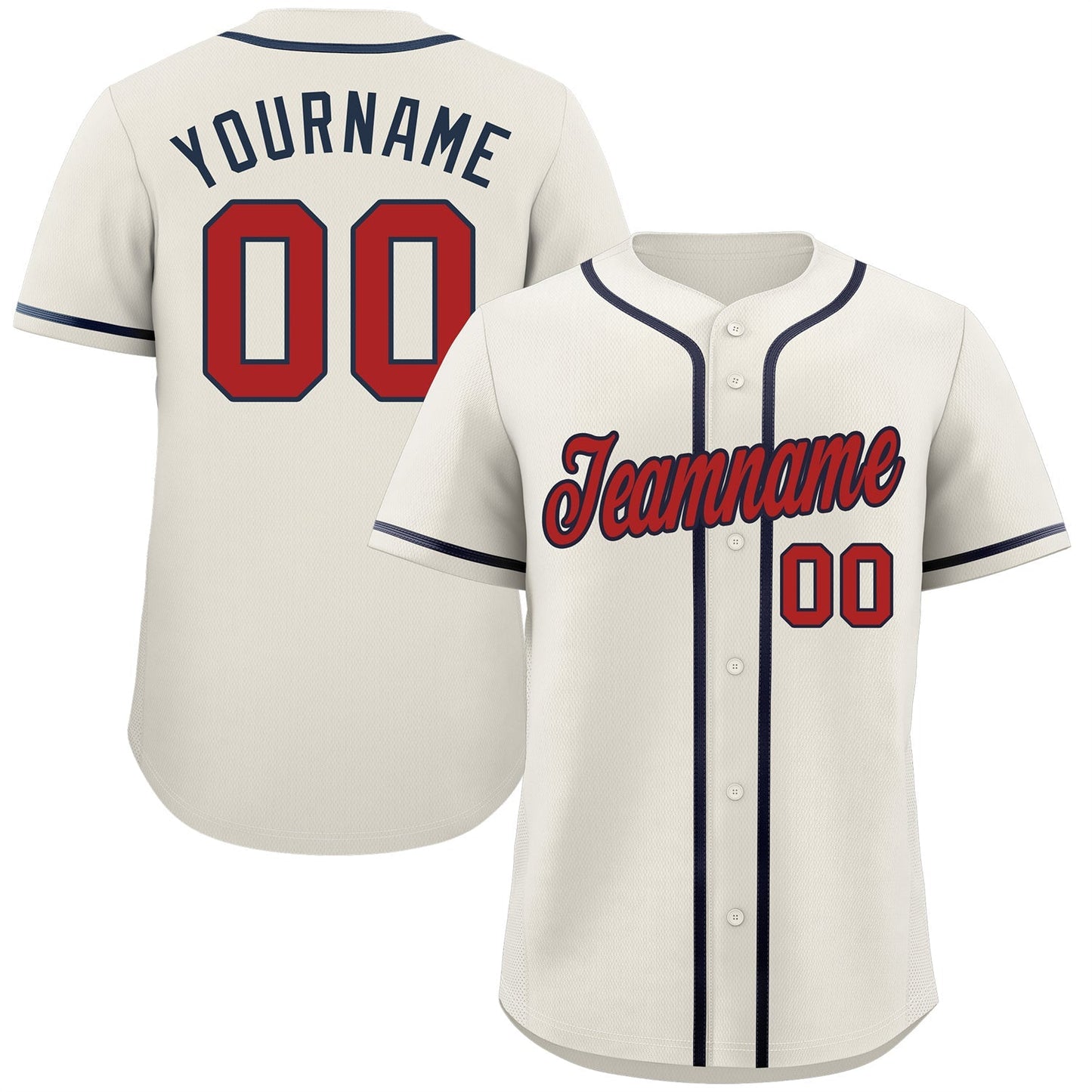 Custom Cream Red-Navy Classic Style Authentic Baseball Jersey