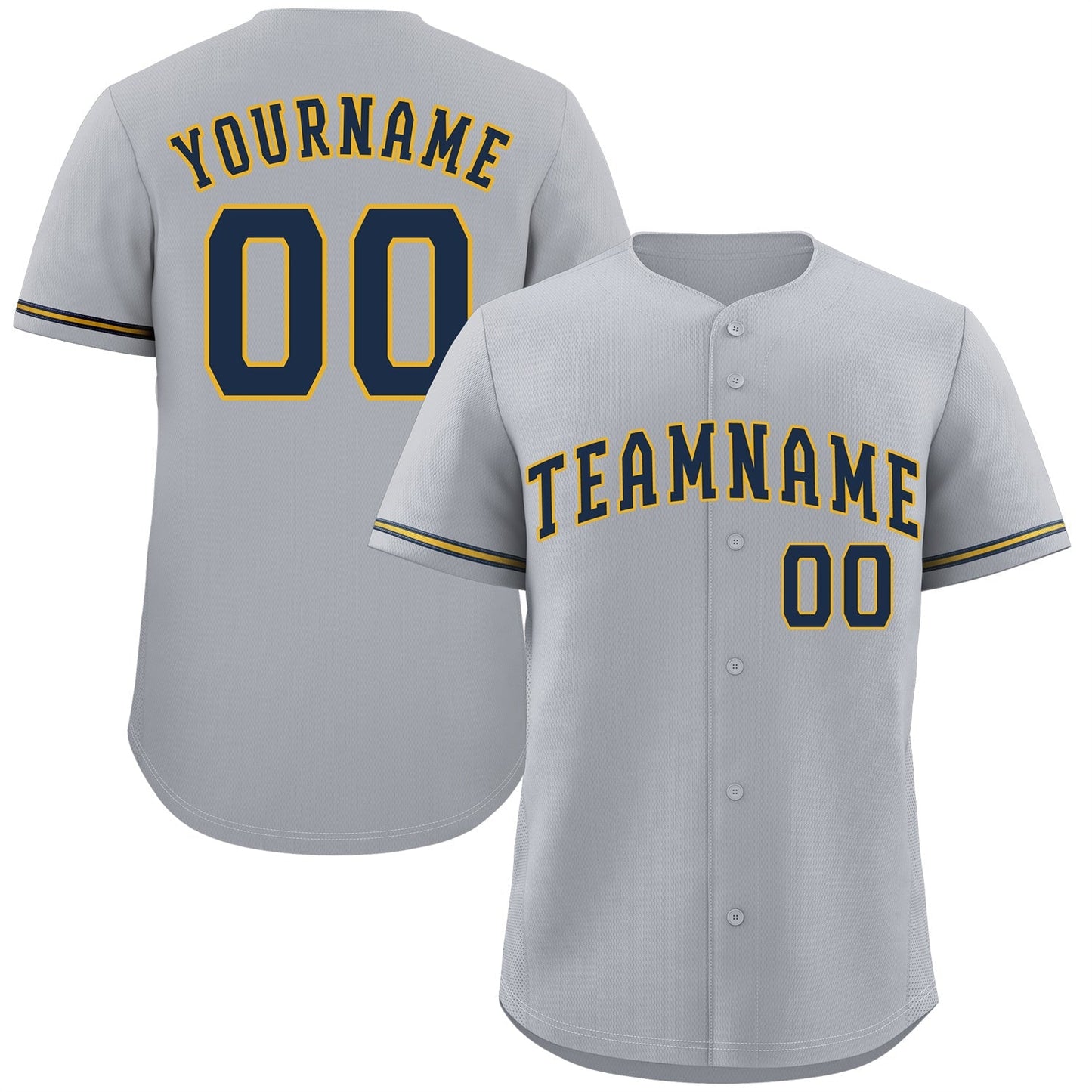 Custom Gray Navy-Gold Classic Style Authentic Baseball Jersey