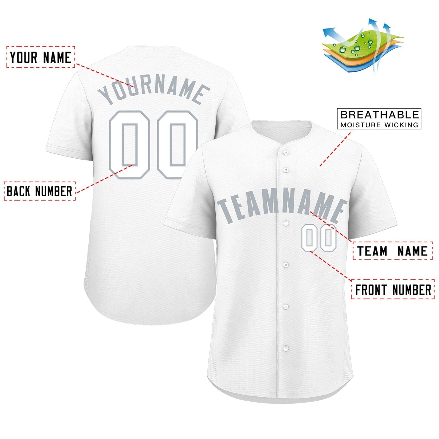 Custom White Gray-White Classic Style Authentic Baseball Jersey