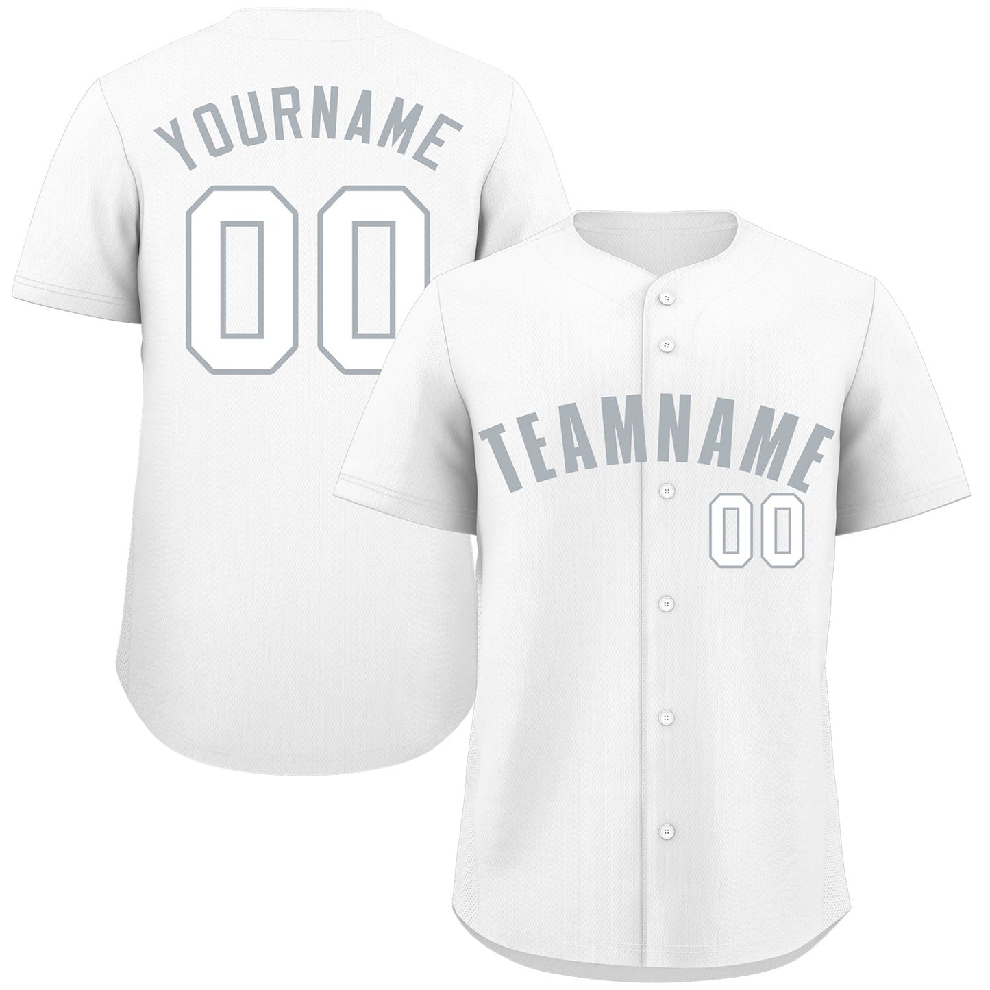 Custom White Gray-White Classic Style Authentic Baseball Jersey