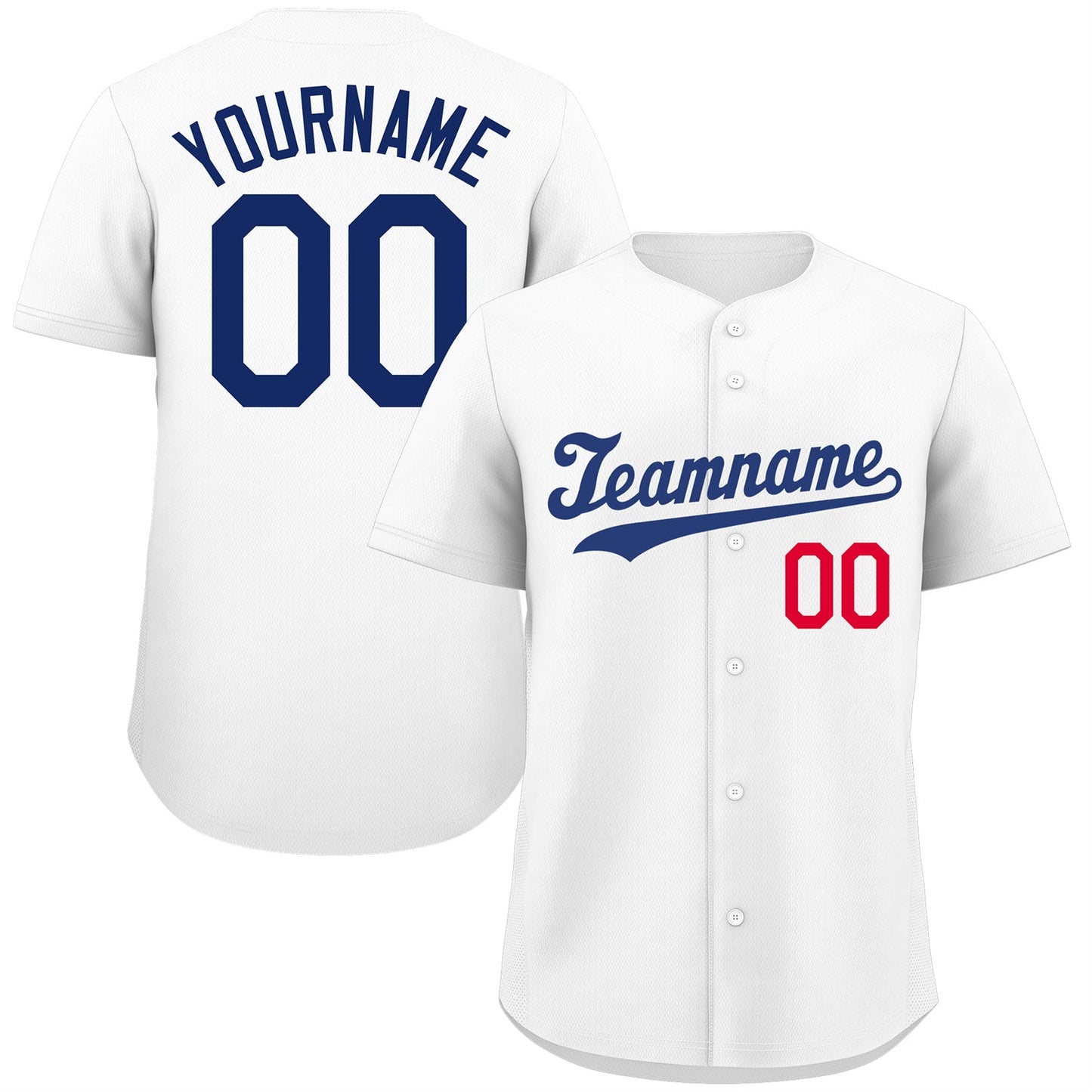 Custom White Royal-Red Classic Style Authentic Baseball Jersey