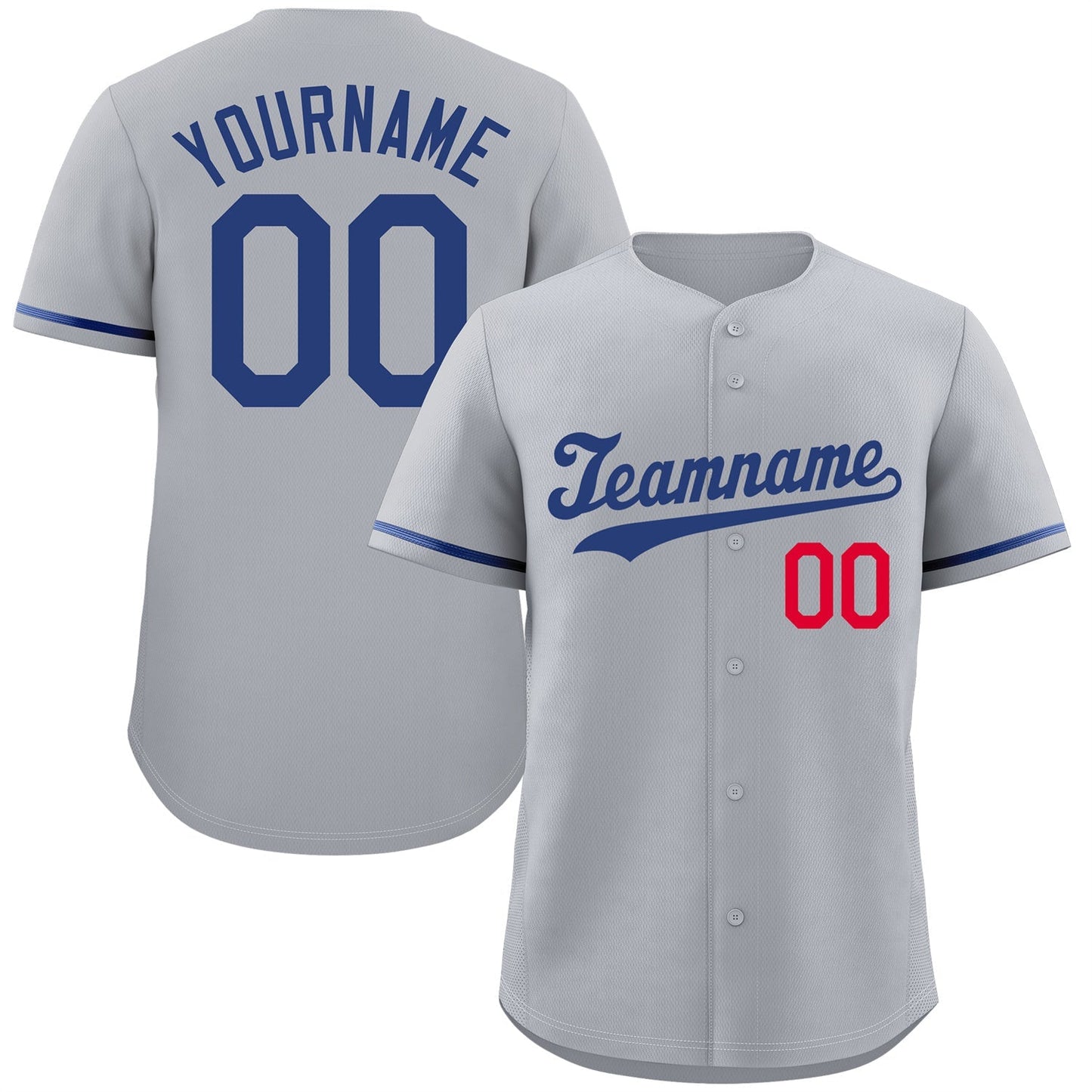 Custom Gray Royal-Red Classic Style Authentic Baseball Jersey