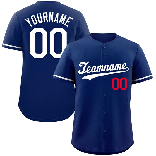 Custom Royal White-Red Classic Style Authentic Baseball Jersey