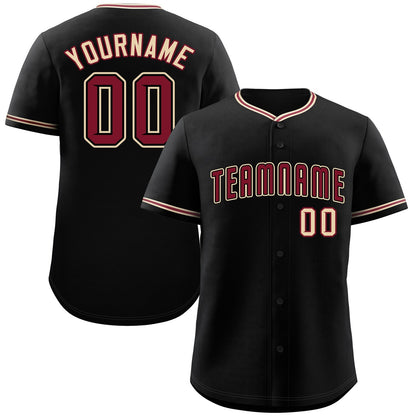 Custom Black Crimson-Cream Classic Style Authentic Baseball Jersey