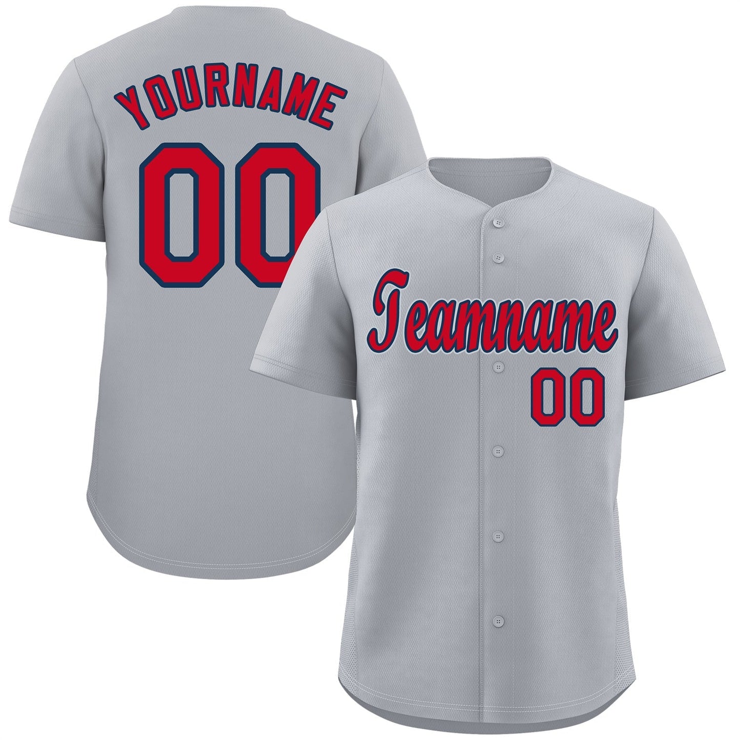 Custom Gray Red-Navy Classic Style Authentic Baseball Jersey