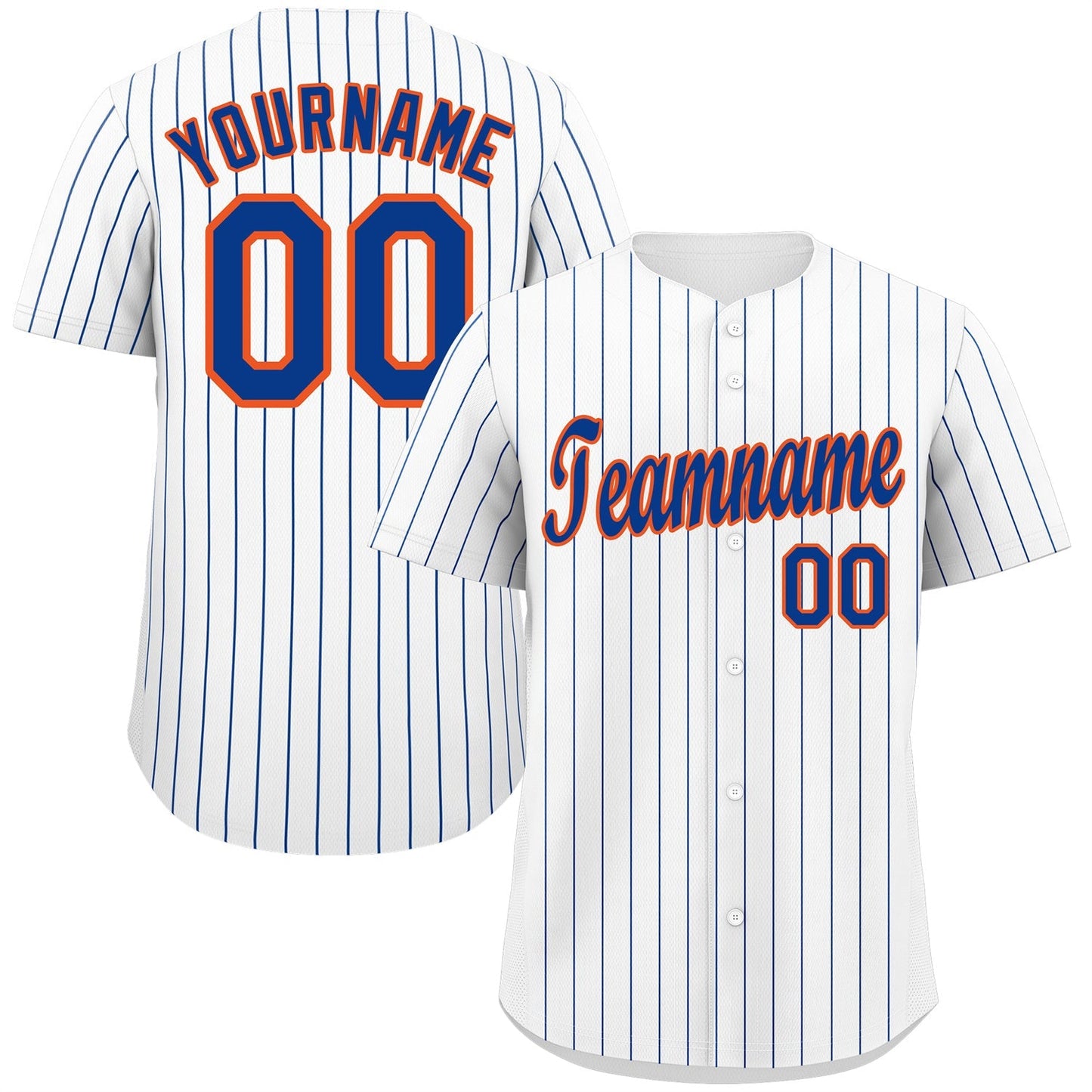 Custom White Royal-Orange Stripe Fashion Authentic Baseball Jersey