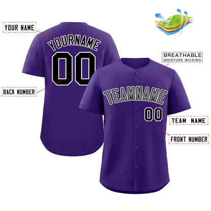 Custom Purple Gray-White Classic Style Authentic Baseball Jersey