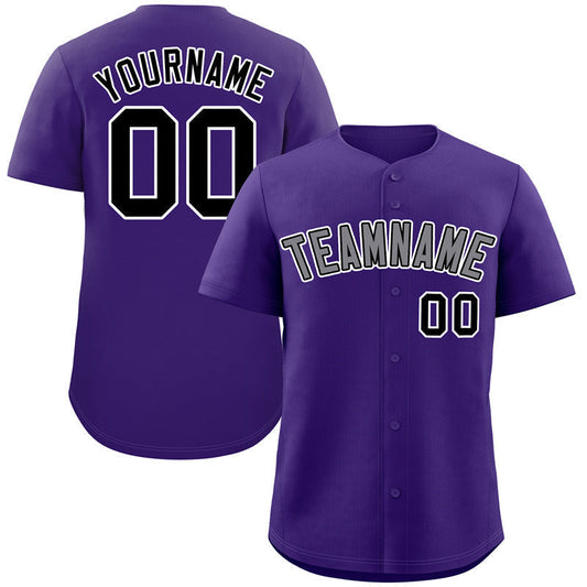 Custom Purple Gray-White Classic Style Authentic Baseball Jersey