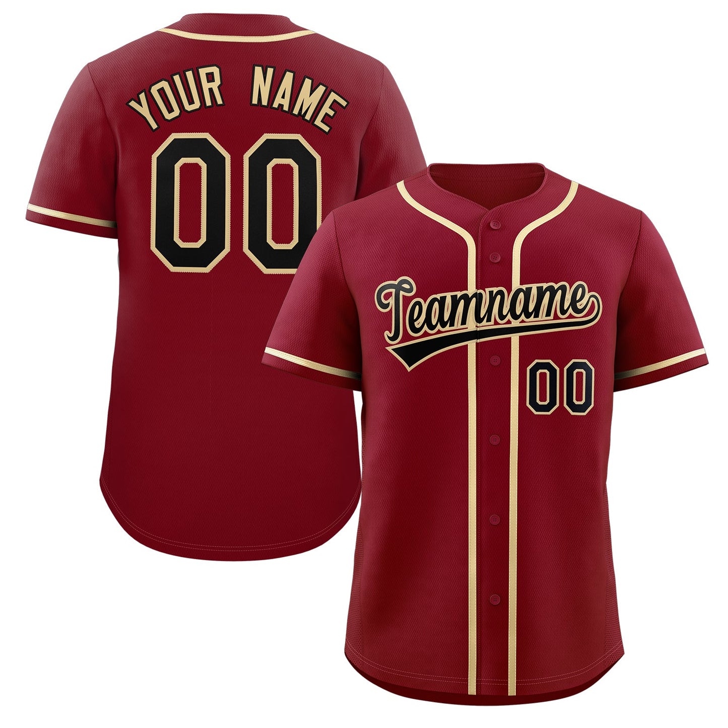 Custom Crimson Black-Khaki Classic Style Authentic Baseball Jersey