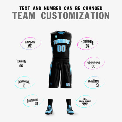 Custom Black Blue Double Side Sets Design Sportswear Basketball Jersey