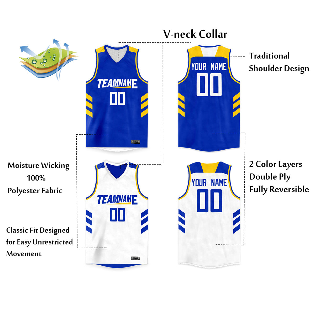 Custom Basketball Jersey Reversible Athletic Team Uniform for Men/Youth