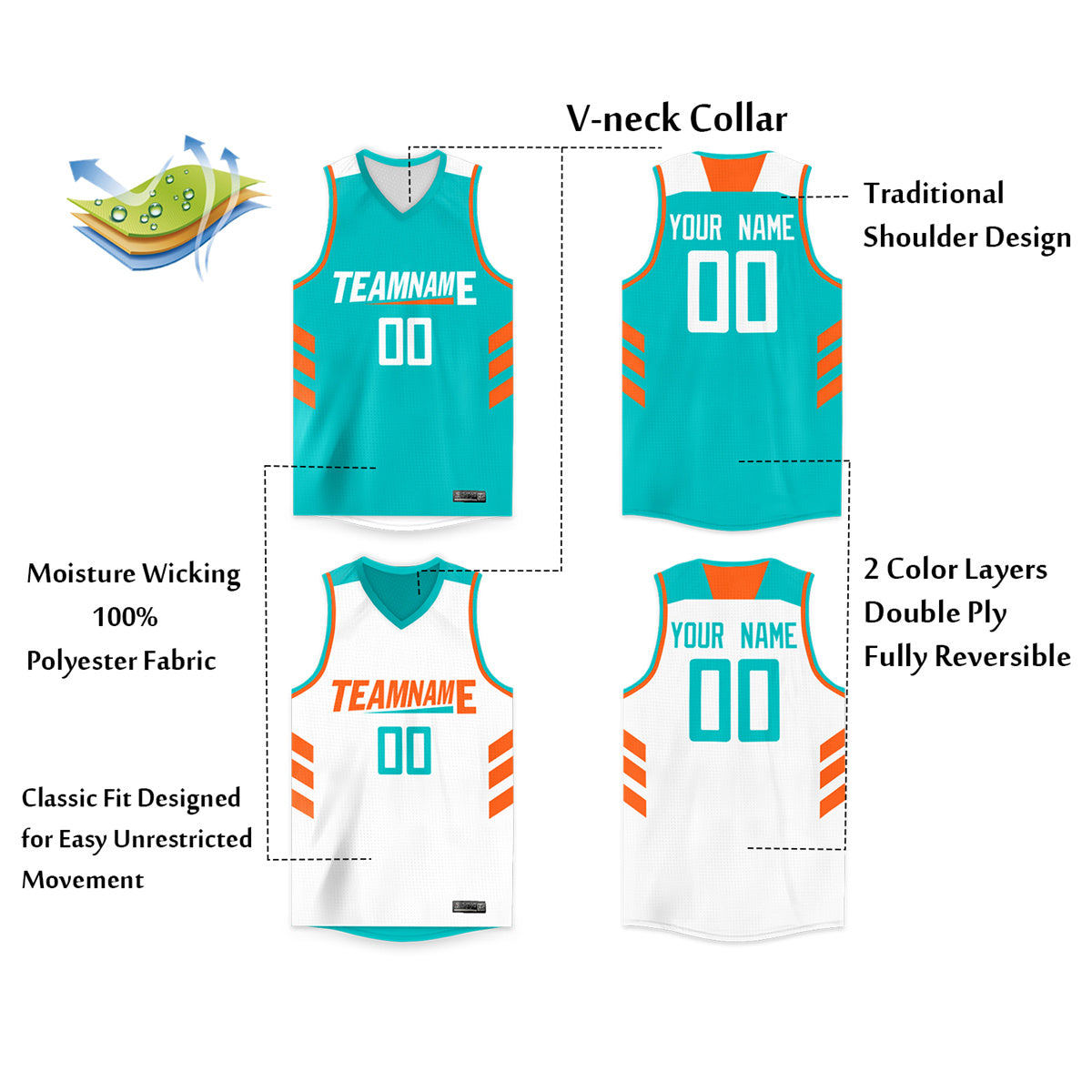 Custom Basketball Jersey Reversible Athletic Team Uniform for Men/Youth